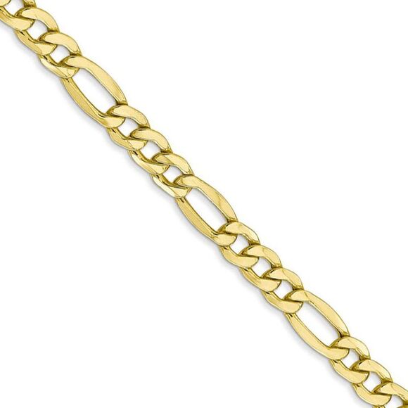 Men's 5.35mm 10k Yellow Gold Hollow Figaro Chain Necklace 20 Inch